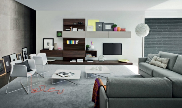 Wohnzimmer Design Ideen grau tisch couch stuhl
