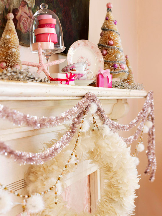moderne Weihnachtsgirlande weihnachten rosa weiß kranz