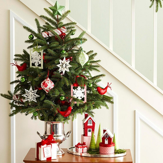 weihnachten dekoration klein innenraum kleine deko tannenbaum