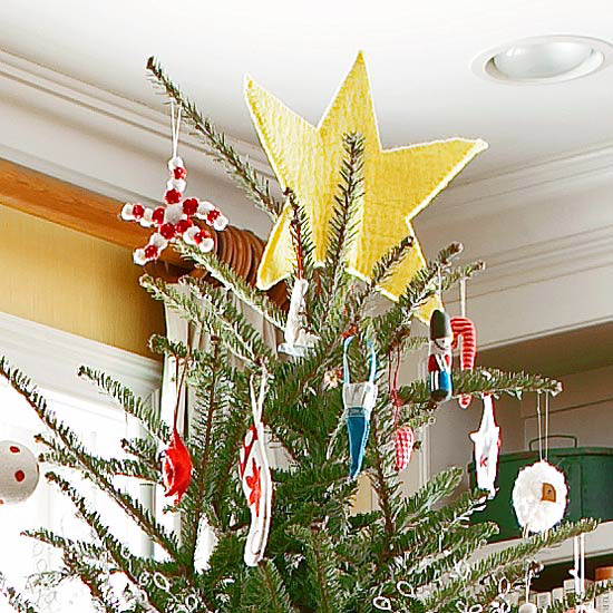 weihnachtsbaum dekoration christbaumspitze filzstern groß gelb