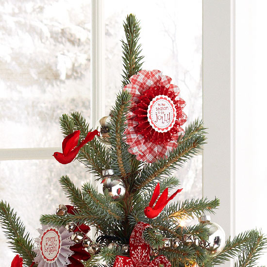 weihnachtsbaum deko christbaumspitze papier rot weiß