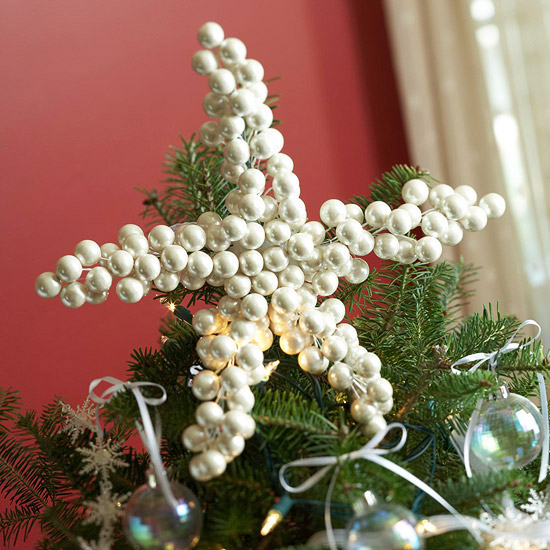 weihnachtsbaum dekoration christbaumspitze stern perlen weiß