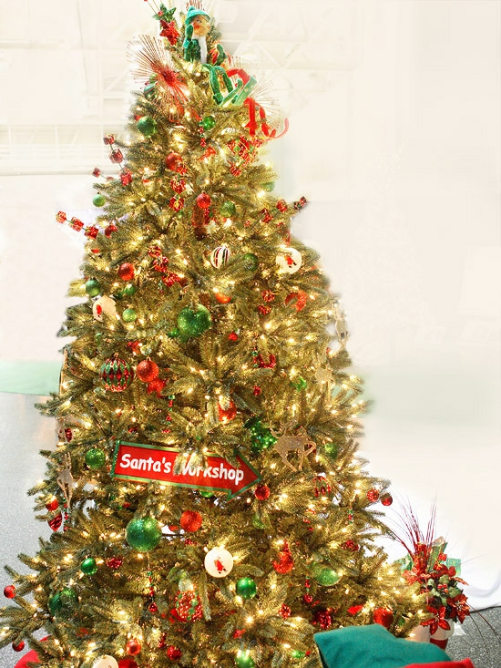 weihnachtsbaum dekoration gold pfeil rot grün