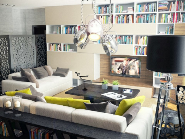 zeitgenössisches Haus Kiev wohnzimmer couch tisch regale leuchter