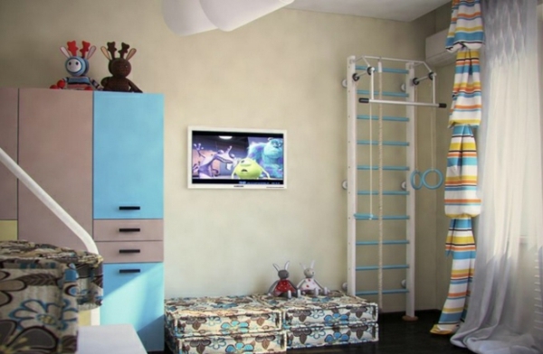 zeitgenössisches Haus in Kiev kinderzimmer blau schrank