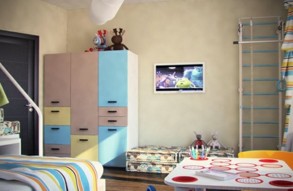 zeitgenössisches Haus in Kiev kinderzimmer schrank tisch bunt