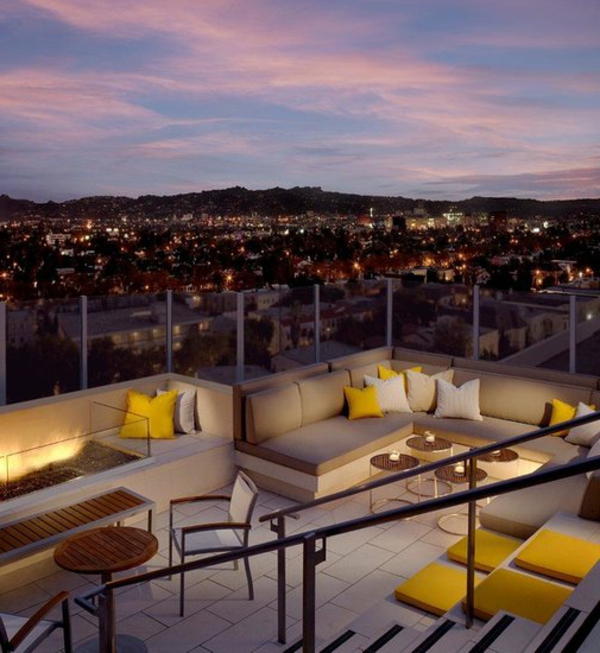 Dachrestaurants und Bars mit wunderbaren Aussichten Los Angeles couch tisch kissen stadt