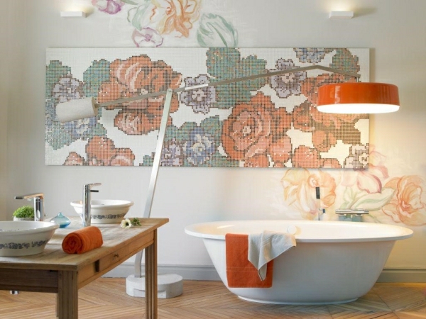 Moderne Badezimmer Design orange wanne bild lampe