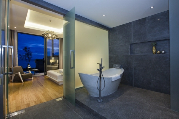 Moderne Badezimmer Designs wanne grau