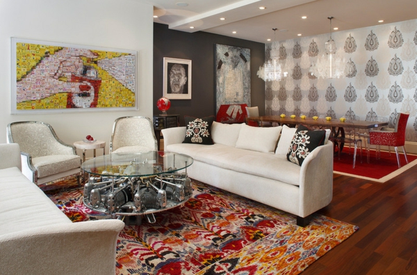 Wunderbar Kaffeetische weiß couch glas bild teppich wohnzimmer