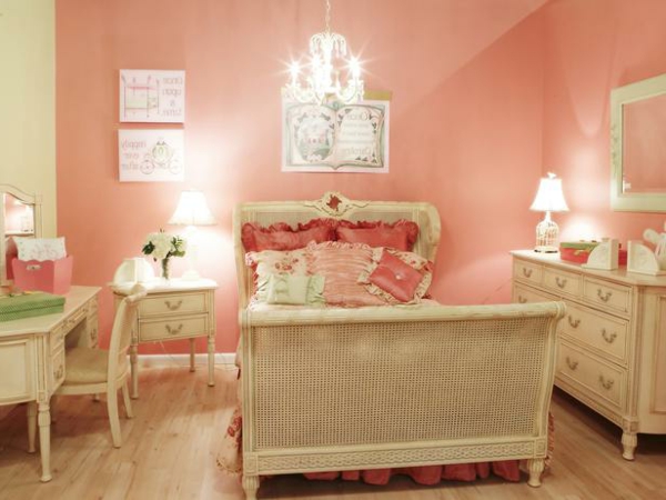 Wundervolle Farben Schlafzimmer rosa schrank bett