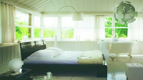 Zen Atmosphäre Schlafzimmer lampe grün bett