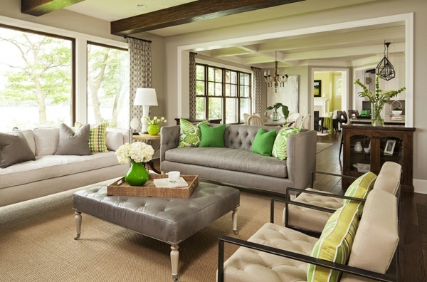 beeindruckend Wohnzimmer Dekoration grau couch tisch grün