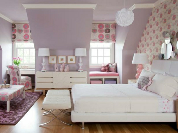 farben im schlafzimmer wandfarbe palstellfarben lila rosa mädchenzimmer