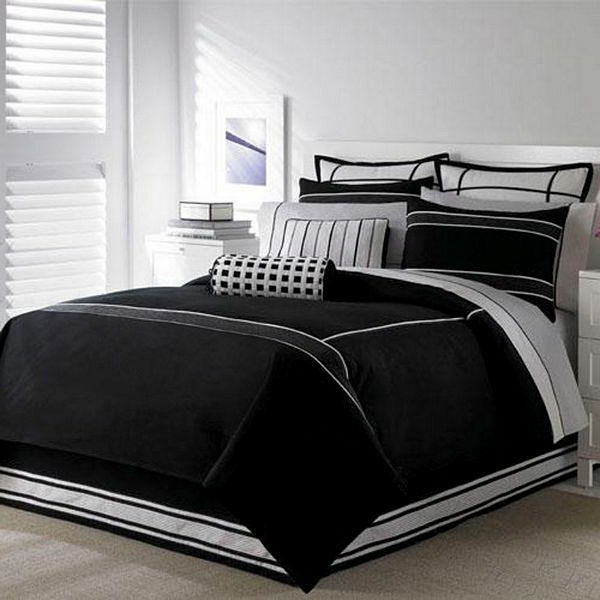 großartige schwarz-weiß Schlafzimmer bett bild