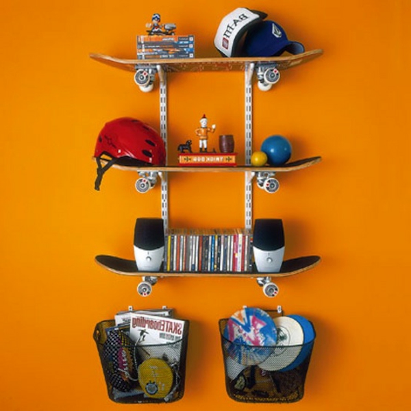 handgemacht eindrucksvoll Skateboard Erzeugnisse regale orange korb cd