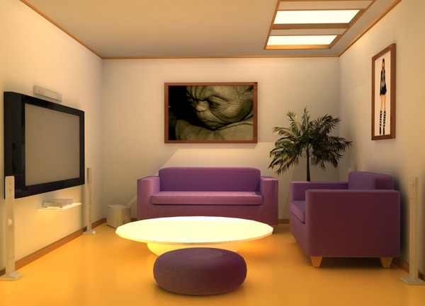 kleine Wohnzimmer lila couch