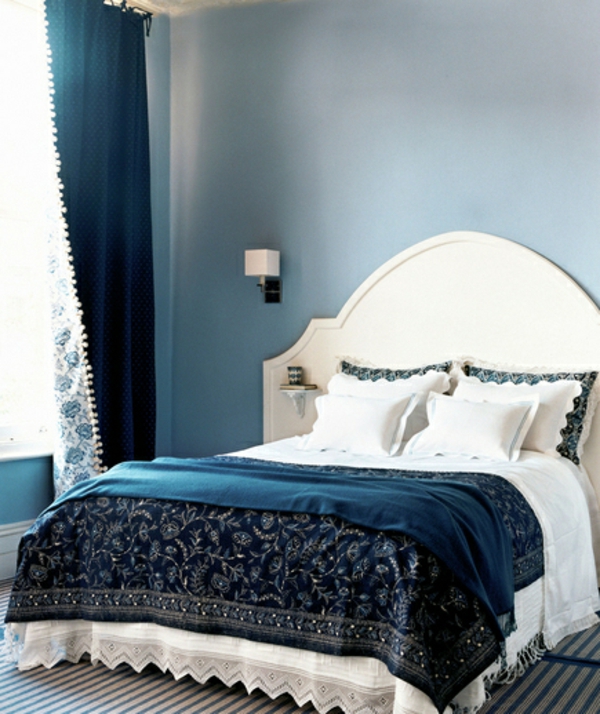 modern Schlafzimmer bett bettwäsche blau