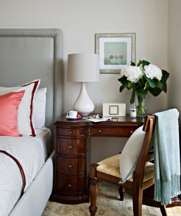 modern Schlafzimmer bett lampe schreibtisch holz stuhl