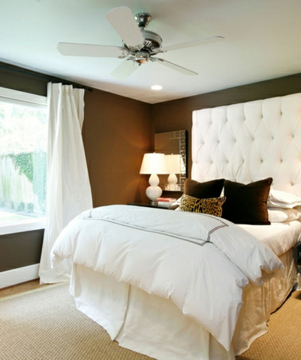 modern Schlafzimmer bett weiß bettkopfteil braun
