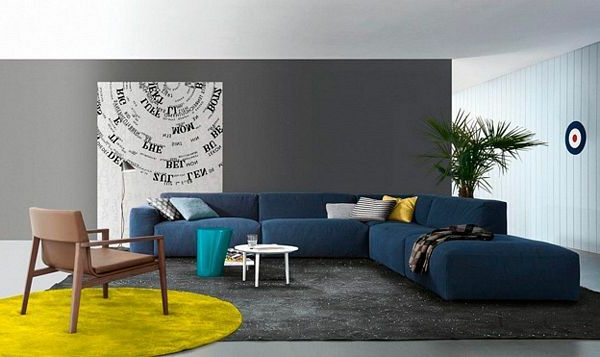 modulare Sofas blau tisch stuhl wohnzimmer