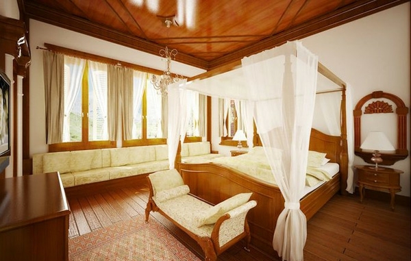 romantisch Schlafzimmer Designs baldachin bettbank holz