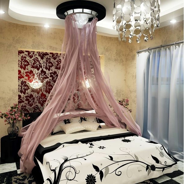 romantisch Schlafzimmer Designs rosa baldachin leuchter bett