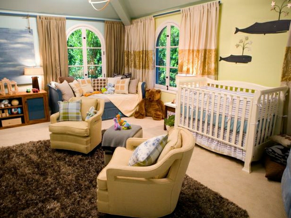 schlafzimmer farben blau kinderzimmer teppich braun hellgelb cremig