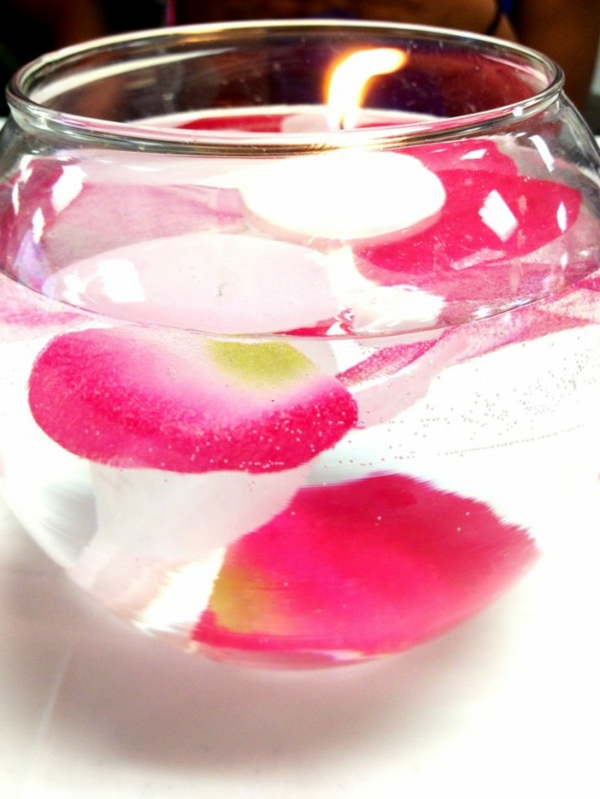 Kerzen wunderbar Deko rosa blumen