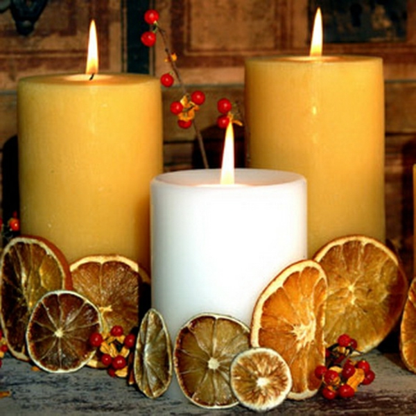 Kerzen kleben deko zitronen