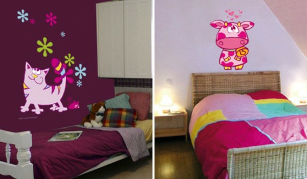 Wand Aufkleber Kinderzimmer bett rosa