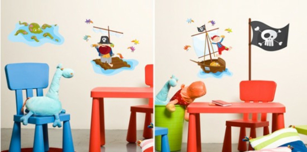 Wand Aufkleber Kinderzimmer tisch rot blau