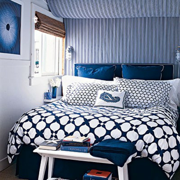 Wand hinter Bettkopfteil bett blau bettbank