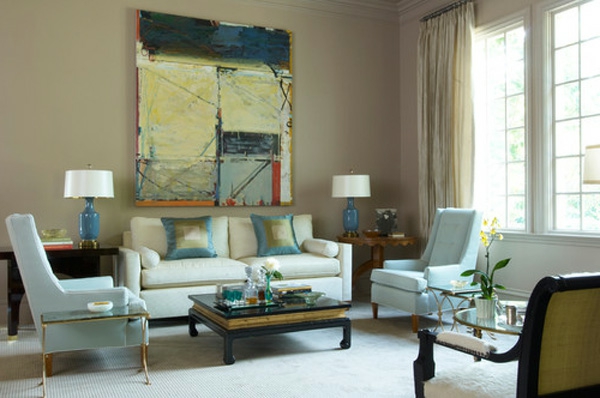 Wunderbar Kombination von Graublau und Beige im Interior couch tisch sofa bild