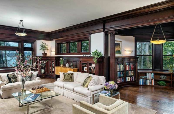 teuerste Haus Amerika weiß couch glas tisch regale