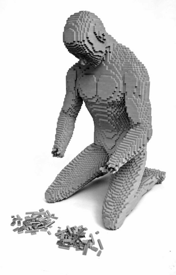 unglaubliche LEGO Kunstwerke grau mensch