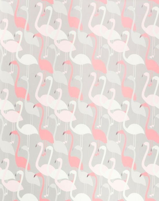 wandgestaltung-mit-tapeten-rosa-flamingo-muster