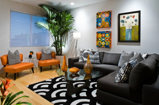 wohnungseinrichtung ideen regeln wohnzimmer wanddeko farben orange