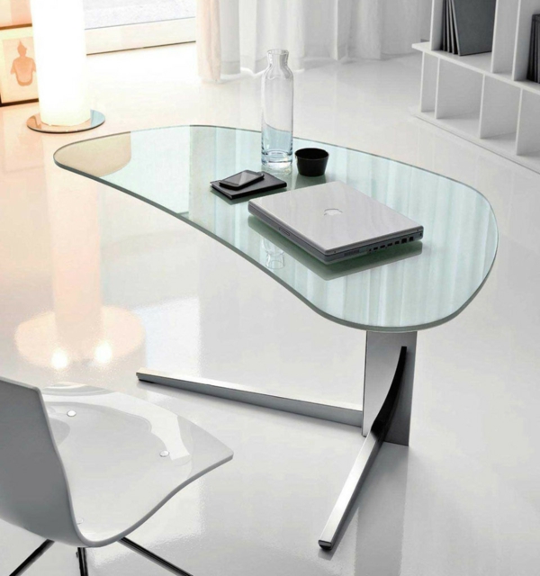 Büro Schreibtisch glas weiß stuhl