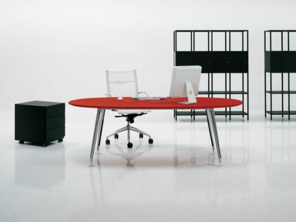 Büro Schreibtisch rot stuhl