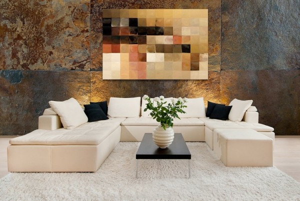 Dekoration mit modernen Kunstwerken couch tisch