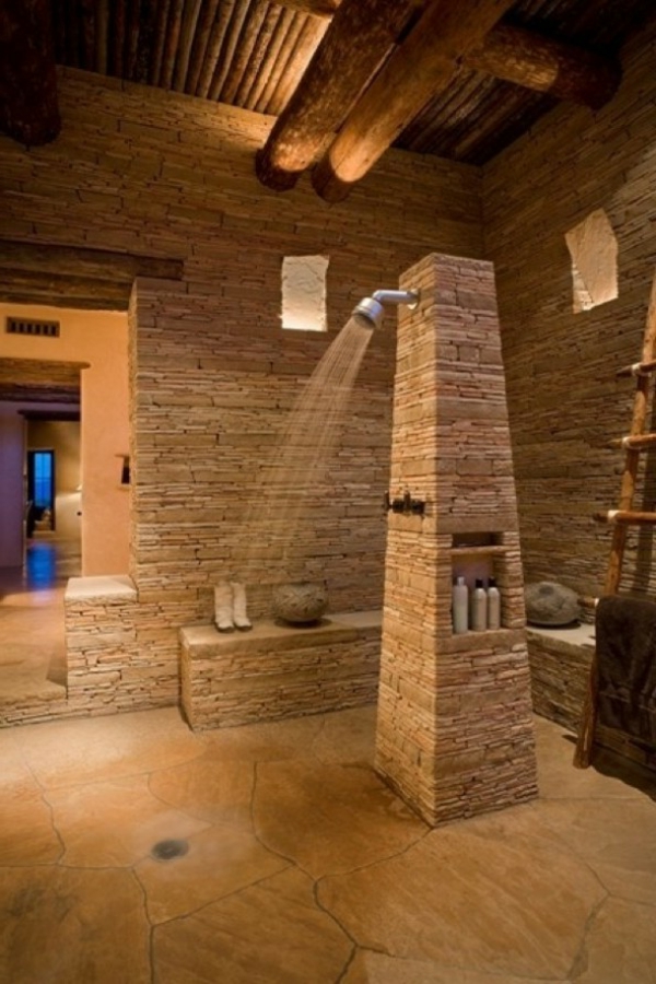 Elegant Badezimmer stein dusche