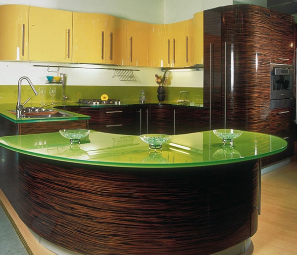 Küche Arbeitsplatten kücheninsel grün glänzend