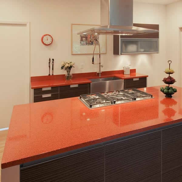 Küche Arbeitsplatten orange schrank