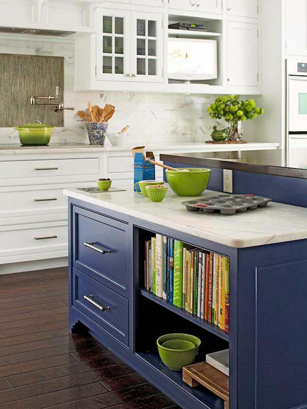 Wunderbare Kücheninsel blau buch küche