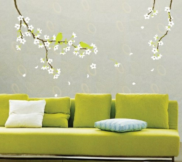 cool und interessant Wandstickern grün couch baum