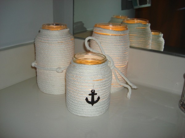 glasdosen selbst dekorieren im maritime stil