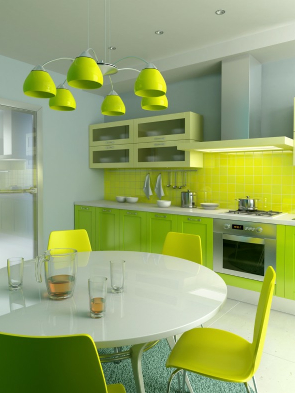 grüne Küche tropischem Stil leuchter tisch stuhl