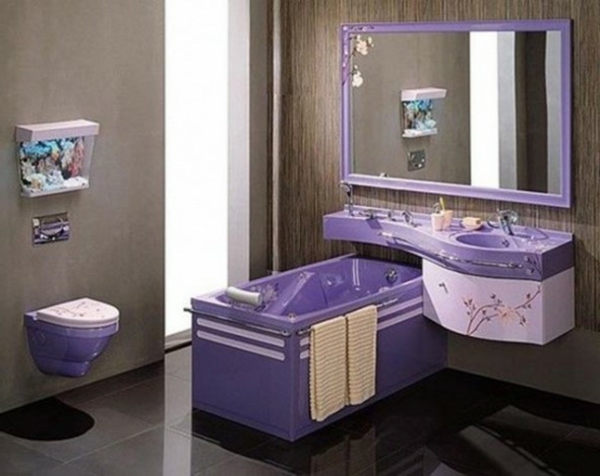 lila stil badezimmer wanne toilette