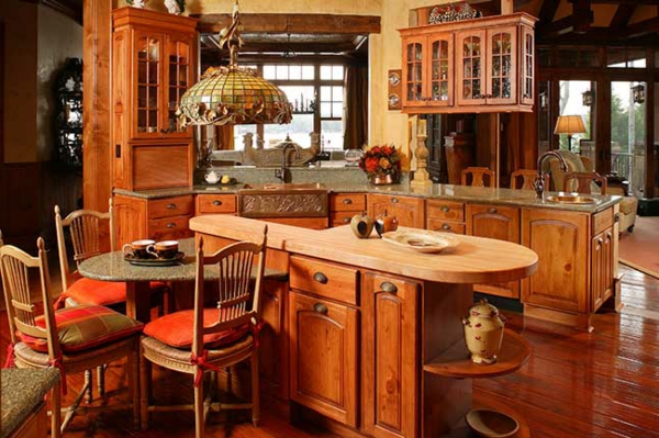 rustikale Küchen Design leuchter holz kücheninsel tisch